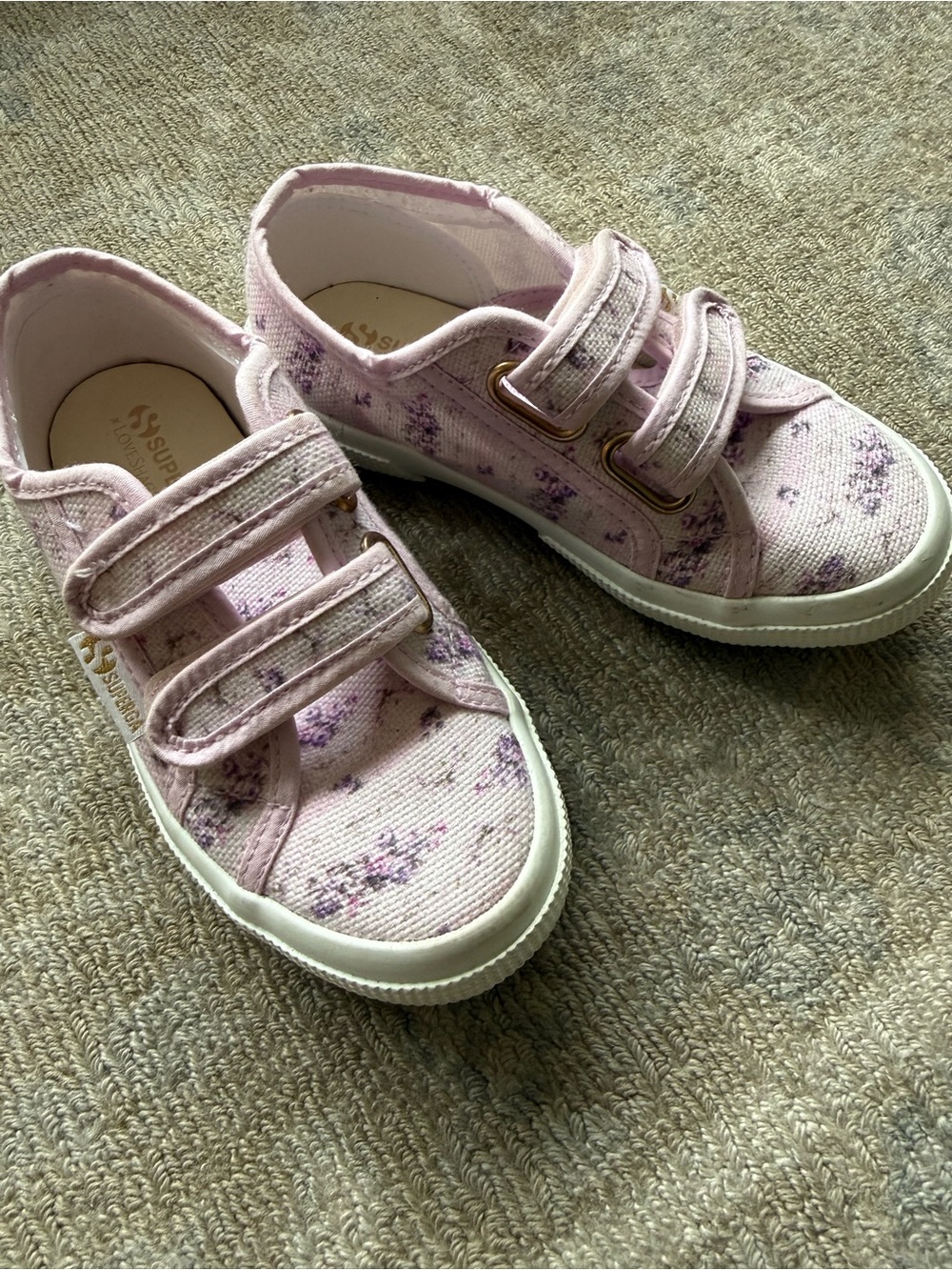 Pink & Purple Kids Floral Velcro Canvas Sneakers By Superga Size 11